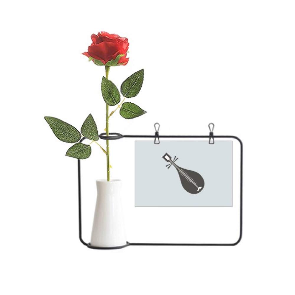 Vase à suspendre en porcelaine et sa rose artificielle Pipa Instruments