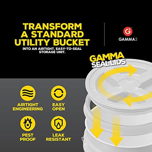 Gamma2 Seal Lid - Pet Food Storage Container Lids - Fits 3.5, 5, 6, & 7 Gallon Buckets, White, 4122E #TOP3