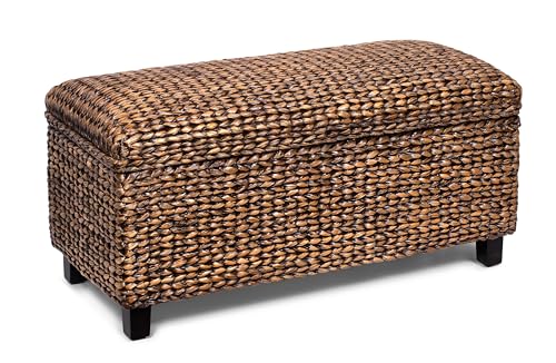 BIRDROCK HOME Abaca Storage Bench – Hand-Woven Wicker...