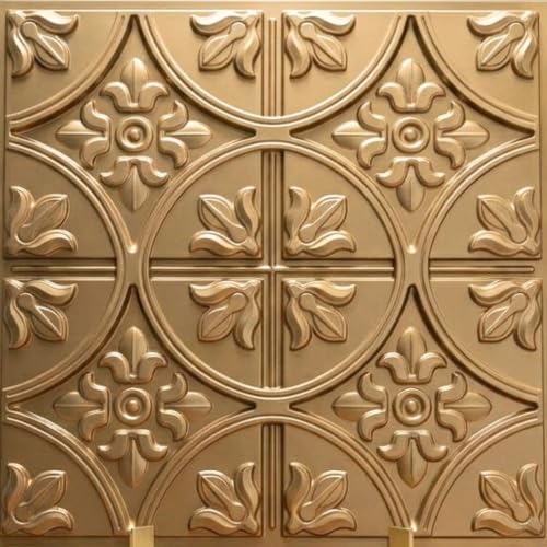Image of Kayra Decor Waterproof 3D PVC Ceiling Panels (2x2 Feet) - Anti-Dampness & Heat Resistant False Ceiling Tiles - Durable Alternative to POP & Gypsum - Pack of 18 - Champagne Gold
