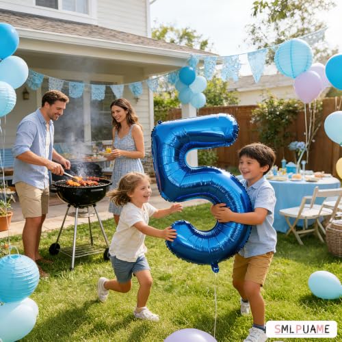 Image of 40 Inch Blue Number 4 Balloon, 4th Birthday Decoration Boys Girls