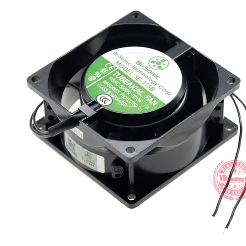 Bi-Sonic 3E-115B 8CM Metal High Temperature AC Fan 115V 11W - 2700 RPM, 26 CFM, 31 dBA, Durable Cooling Solution for Electronics