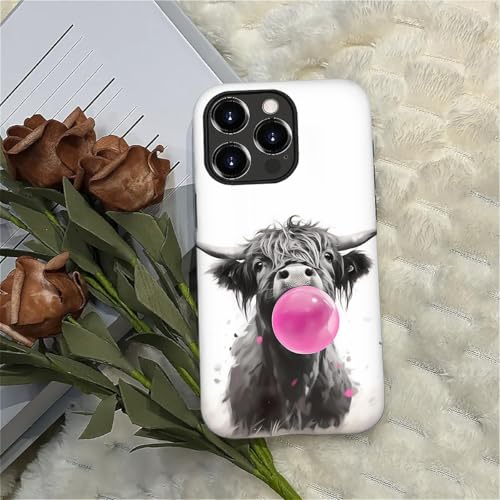 Coque iPhone 16 Pro Max vache des Highlands silicone rigide double couche rose CARLOCA - 6