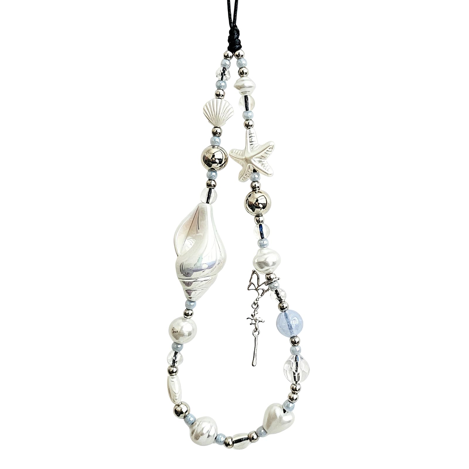 Cute Beaded Camera Wrist Strap for Phone, Digital Camera Charm Lanyard, Pearl Beaded Chain for Bag Keychain Gift