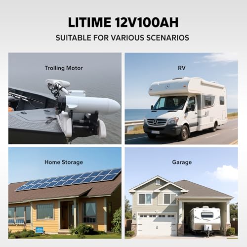 Image of Litime 12V 100Ah LiFePO4 Battery, Group 24 Lithium Batteries for RV, Camper