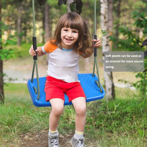 Image of Plastic Swing Set Heavy Duty Replacement for Kids with Adjustable Rope Non-Slip Tree Swing Swing Seat Accessories Indoor Outdoor Backyard Playground, Blue