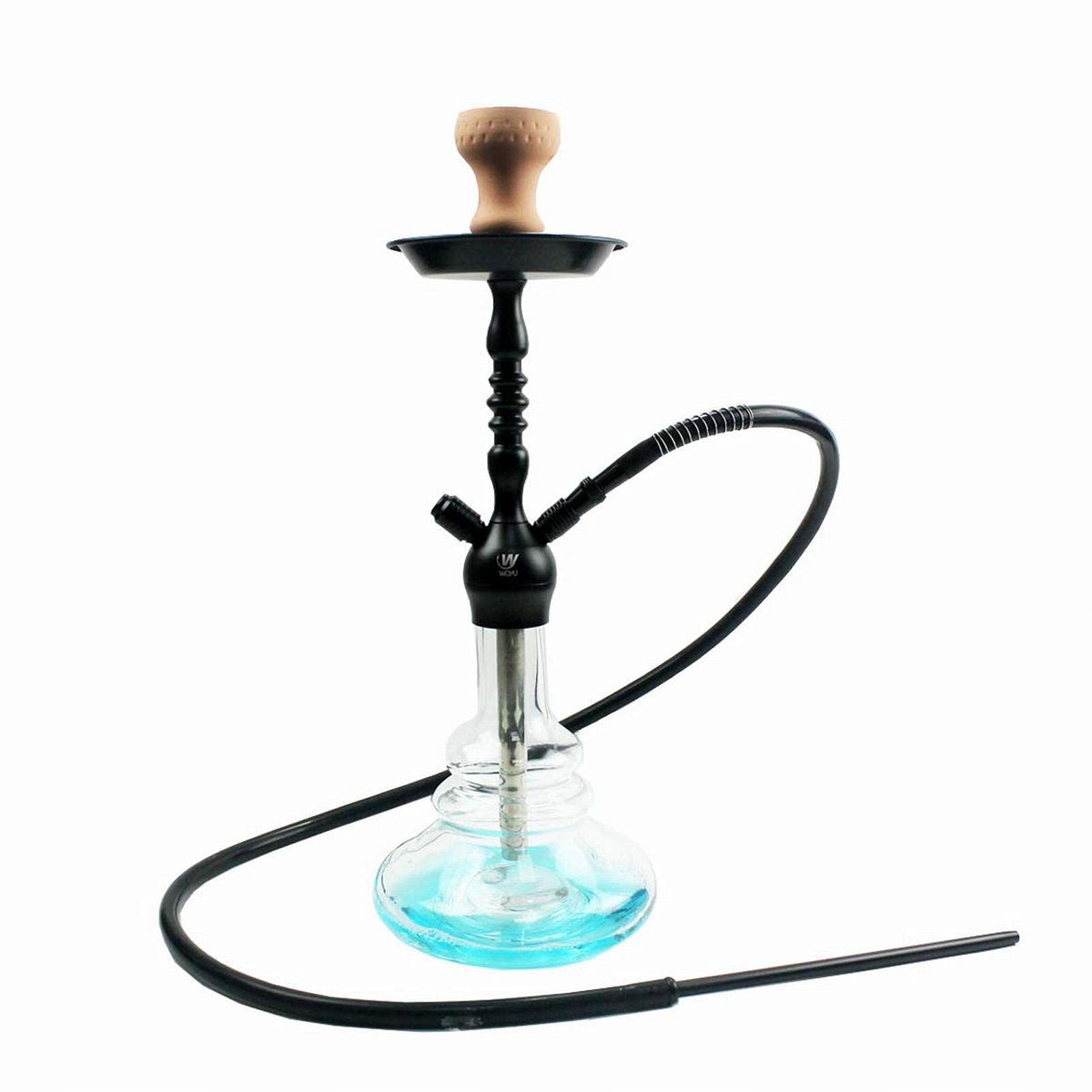 Luxus Shisha Set Hookah Set 24 Aluminium Hukah-Kit Mit Stabilem Glastank Silikon-Hukahn-Schlauch Lehm-Hukahn-Schüssel Magic LED-Licht