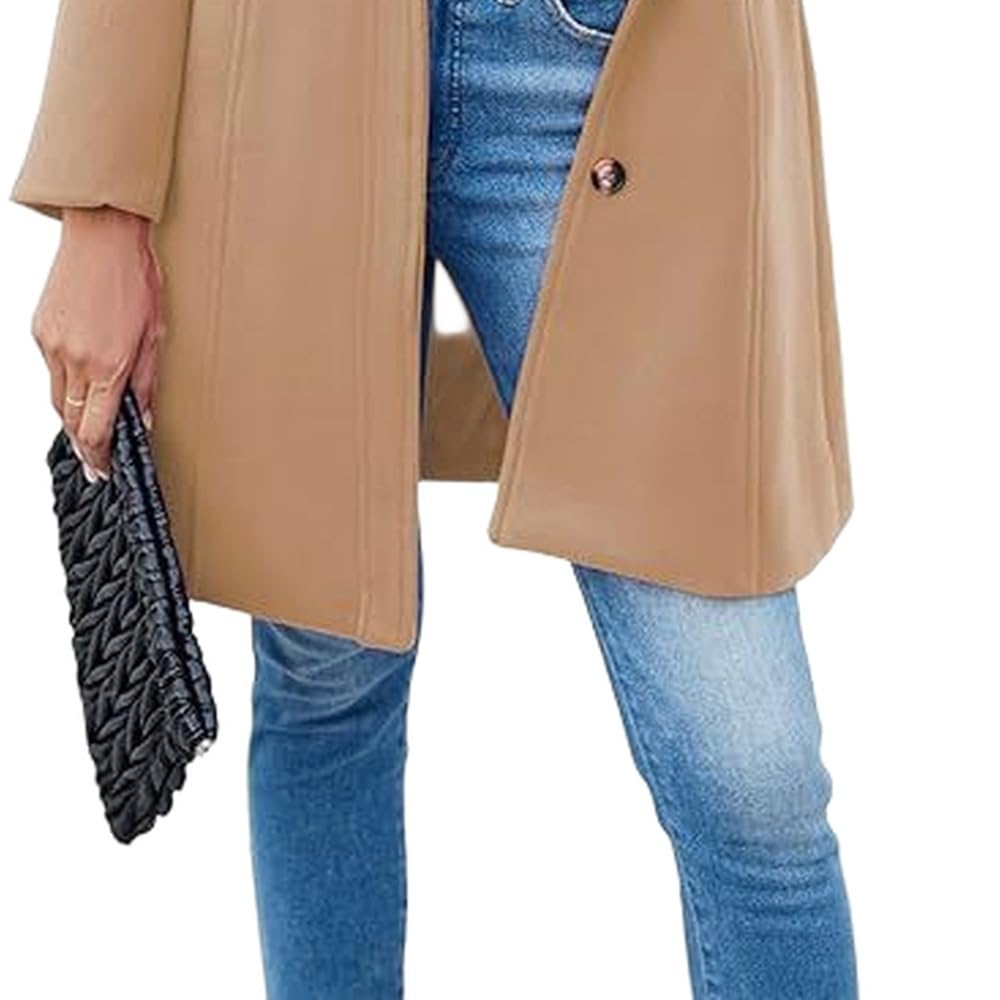 Cappotto classico invernale da donna casual monopetto alla moda mezza lunghezza manica lunga autunno ufficio pisello cappotto con