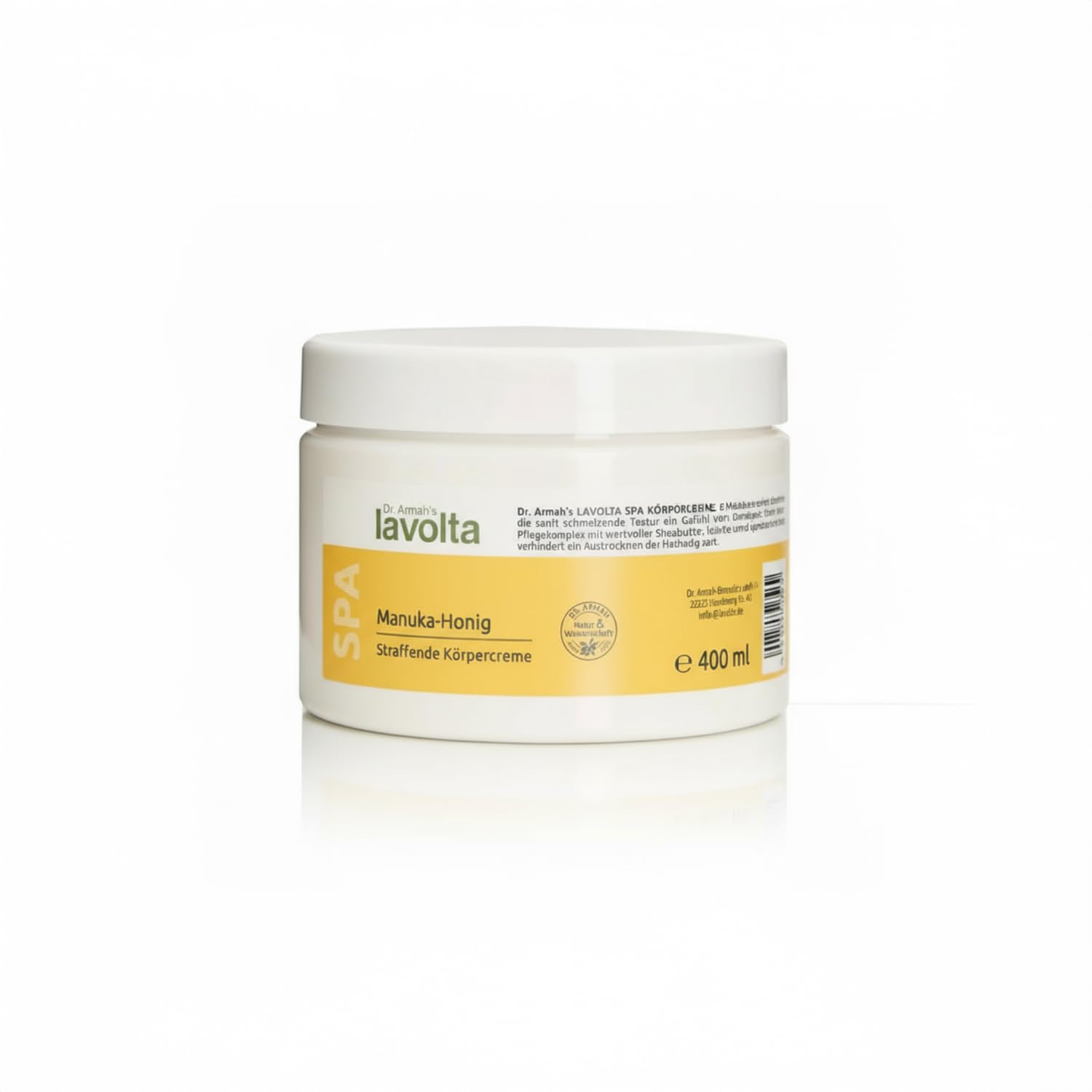 Dr. Armah - Lavolta Manuka Crema per il corpo – Lozione nutriente con miele Manuk, acido ialuronico e burro di karitè – Per una pelle liscia e liscia – Idratazione intensiva – Vegano – 400 ml