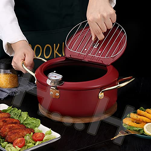 Fritadeira, Fritadeira Com Termômetro, Tampa De Fritadeira De Aço Inoxidável Antiaderente E Escorred