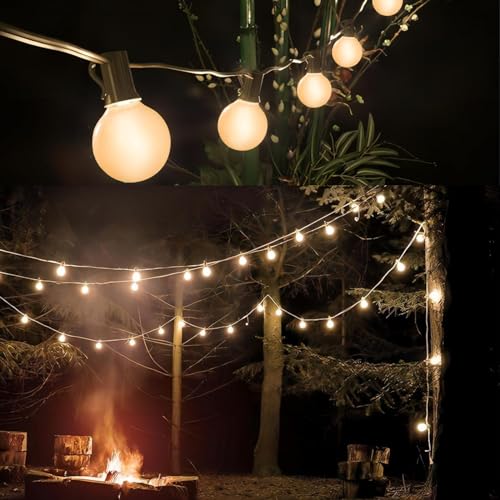 Outdoor String Light Bulbs, 25 Pack G40 LED Dimmable Replacement Bulbs, E12 C7 Candelabra Base - Warm White