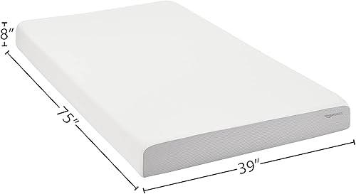 Vista 2 de Yaxa Basics Colchón de espuma viscoelástica, sensación de felpa suave, 8 pulgadas, individual, blanco/gris