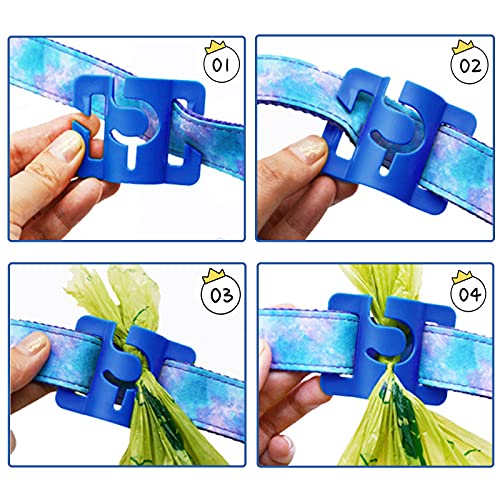 Image of Hands-Free Dog Poop Bag Holder for Basic Dog Leash Used Doggie Poop Bags Carrier for Flat Leash(2 Count,Blue)