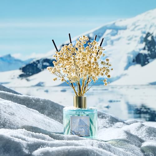 Image of COCORRINA Reed Diffuser - Antarctic 6.7 Fl.oz Reed Diffuser Set with 8 Sticks & Preserved Baby's Breath, Reed Diffuser for Home Bathroom Shelf Decor