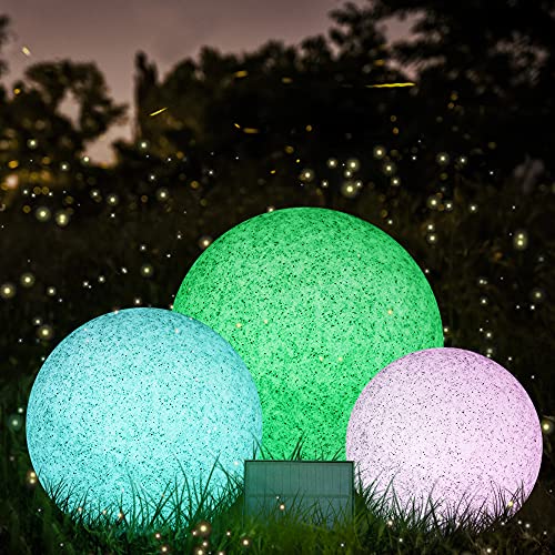 uuffoo Lampe Solaire de Jardin Boule LED Solaire avec Télécommande, avec 8 Couleurs IP68 Lumière à Boule pour l'extérieur Diamètre (20cm)