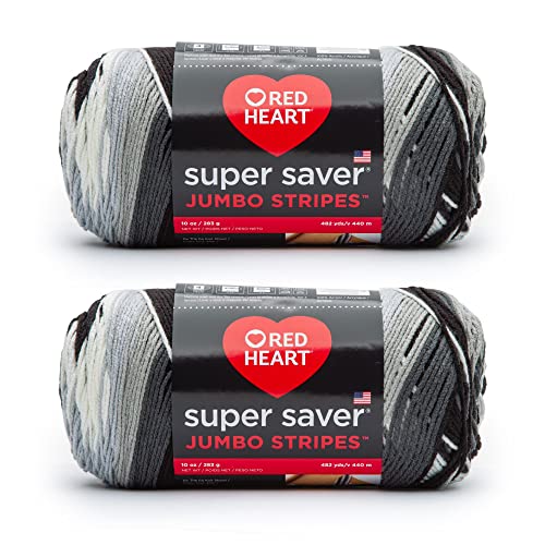 Image of Red Heart Super Saver Jumbo Newspaper Stripe Yarn - 2 Pack of 10oz /283g - Acrylic - 4 Medium (Worsted) - 482 Yards - Knitting /Crochet