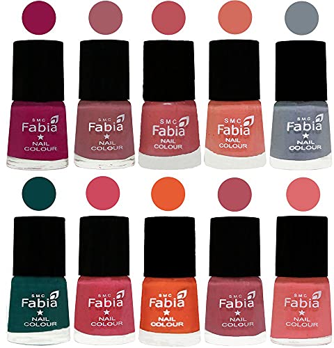 Image of ALL IN ONE (PACK OF 10), Long Lasting Glossy Nail Polish, 6 ml Each, All Vibrant Colours,01949