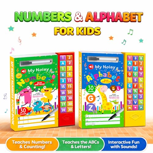 Image of ABCD & Numbers Musical Sound Book Combo Set | Interactive Alphabet & Counting Sound Board Books for Early Learning - Learn Numbers & Alphabet (Alphabet & Number)