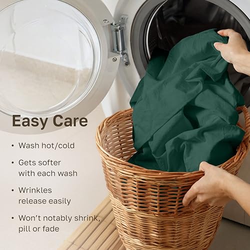 Image of California Design Den Standard Queen Size Pillowcase Set - 400 Thread Count, 100% Cotton Sateen, Set of 2 Pillow Covers, Soft and Breathable - Hunter Green