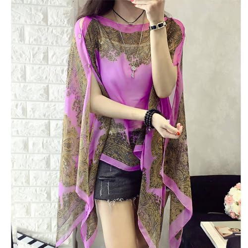 Xunger Women's Floral Ice Silk Cooling Sunproof Shawl UV Blocking Lightweight Multi-Way Wrap Beach Cover-Up Chiffon Scarf3