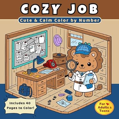 Cozy Jobs Color by Number: Cute Animal Careers Coloring Book with Easy Relaxing Scenes for Adults and Teens, Stress Relief & Mindful Fun