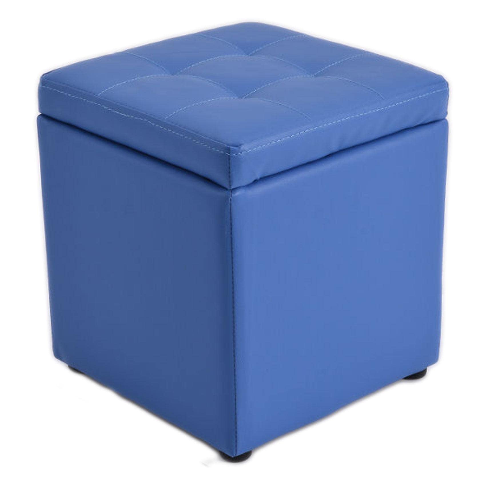 Pouf repose-pieds en cuir marron avec coffre de rangement 30x30x35 cm