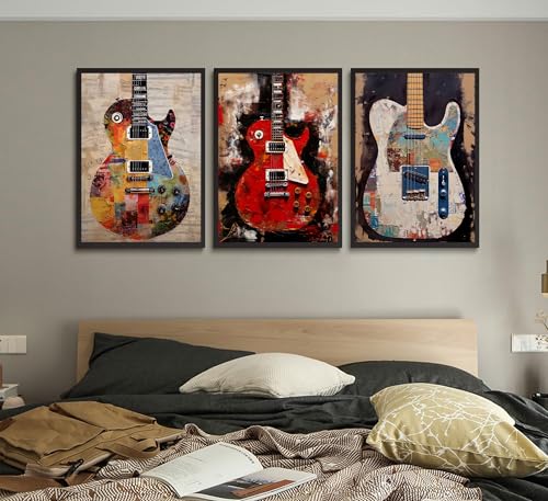 VONAJKVD Graffiti Guitar Wall Art Musical Themed Wall Decor Colorful Music Instrument Posters Pictures Musician Studio Canvas Prints Vintage Rock Paintings Unframed VONAJKVD Graffiti Guitar Wall Art Musical Themed Wall Decor Colorful Music Instrument Posters Pictures Musician Studio Canvas Prints Vintage Rock Paintings Unframed