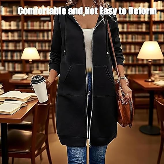 Forcipower Long Hoodie, Wateresty/Inteigrity Women Casual Zip Up Long Fleece Hoodies With Pockets for Women4