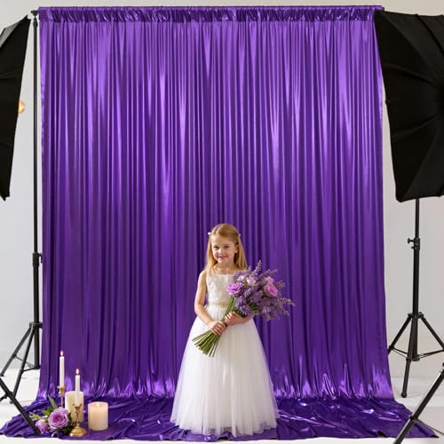 Image of 10x10 Wrinkle Free Purple Sequin Backdrop Curtain for Parties-Thick Not Fall-Off Glitter Backdrop Drapes-2 Panels 5x10ft Shimmer Photo Back Drop Cloth for Wedding Birthday Photography Background