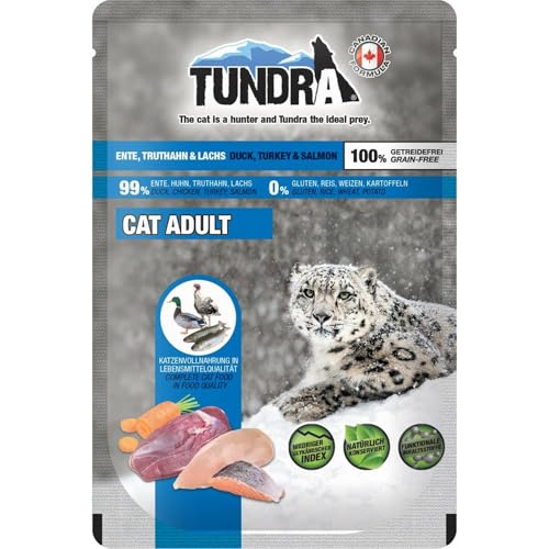 Tundra Katzenfutter Ente, Truthahn & Lachs, Nassfutter, Pouchbeutel 16 x 85 g