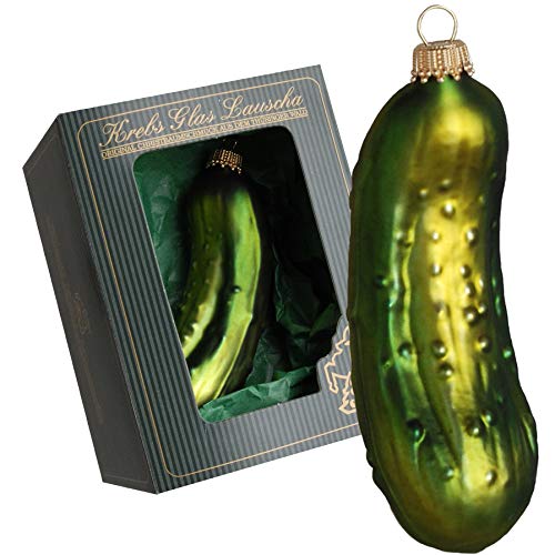 Dekohelden24 Lauschaer Christbaumschmuck - Große Weihnachtsgurke, aufwendig handdekoriert, ca. 11 cm Cover