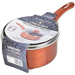 Cacerola Copper Chef URBN-CHEF F - Juego de cacerolas de cocina de cerámica de acero y cobre (18 cm con tapa)