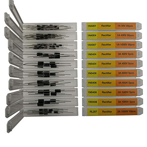 EEEEE 16 Value 250 pcs Diode Assortment Kit Contains Rectifier Fast Recovery Schottky Switching Zener Diode Pack of Assorted diodes