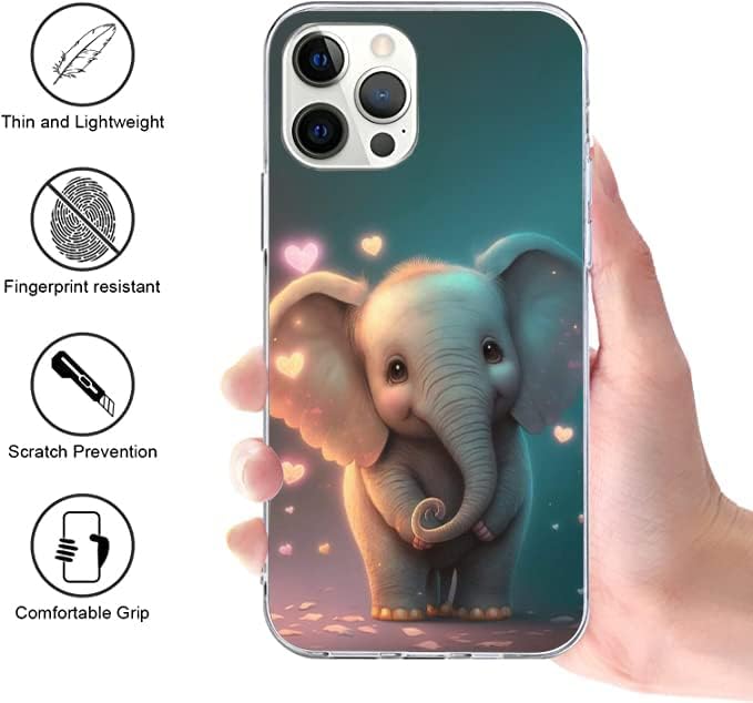 Miniatura 3 de Funda compatible con iPhone 13 Pro Max  Bonito diseño de elefante bebé caprichoso con protección contra caídas a prueba de golpes, funda protectora