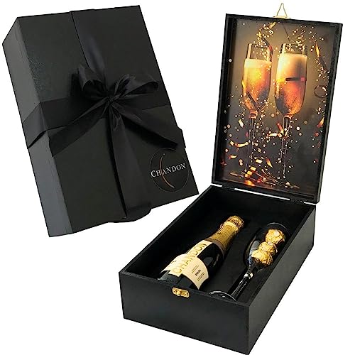 Box Espumante Chandon 375ml + Ta&ccedil;a Vidro + Bombom Ferrero Rocher