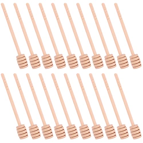 BEBEMOKO Lightweight Compact 20pcs Wooden Honey Stirring Stick for Creamy Foods Mixing