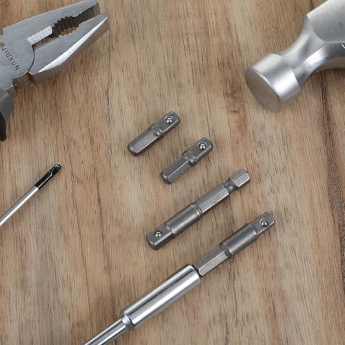 Image of 4PCS 1 /4 Hex to 1 /4 inch Impact Socket Adapter Set, 25&50mm Square Drill Sockets Adapter, Power Tool Replacement Bit Adapters for Drills Driver Socket Driver Electric and Pneumatic Drill (4)