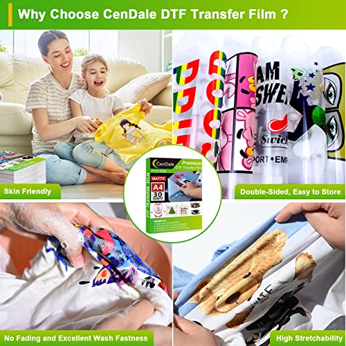 image for CenDale DTF Sublimation Kit - 30 Sheets A4 DTF Film for Sublimation Ha