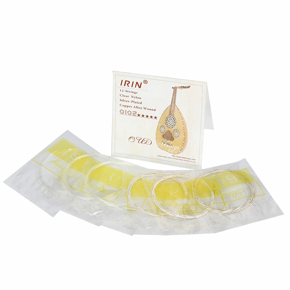 Cordes Oud, Accessoire de Remplacement pour jeu de Cordes Oud en Alliage de Cuivre Plaqué Argent en Nylon Transparent(12 cordes)