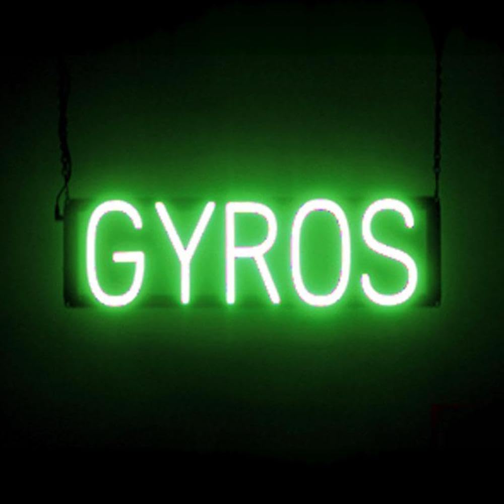 SpellBrite LED Neon GYROS Sign for Business - Green, 21" x 6"