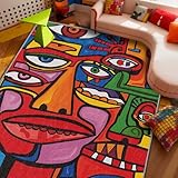 SherAvant Abstract Rugs for Bedroom - 2x3 Rug - Abstract Rug - Colorful Graffiti Area Rug - Modern Geometric Pop Art Rugs - Multicolor Artistic Carpet - Home Decor