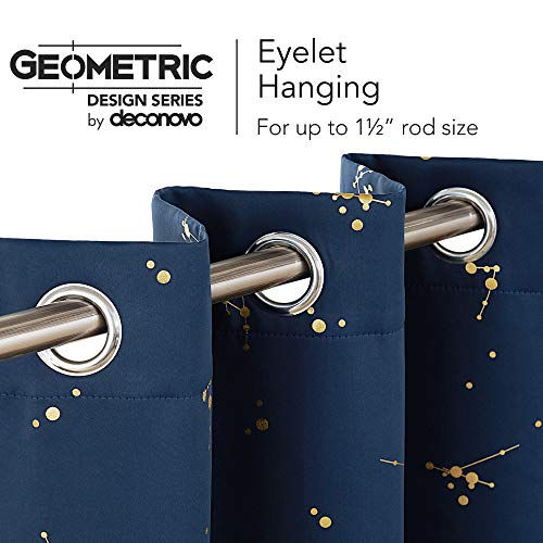 Deconovo Verduisteringsgordijnen met Oogjes, Marineblauw, 117x183 cm (B x H), set van 2, Thermische Gordijnen met… - Afbeelding 5