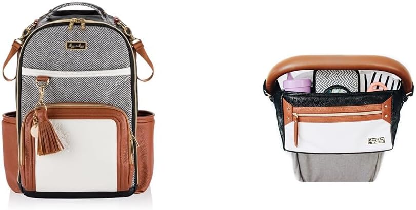 Itzy Ritzy Diaper Bag Backpack – Large Capacity Boss Plus Baby Backpack Diaper Bag & Adjustable Stroller Caddy/Organizer - Stroller Organizer Bag