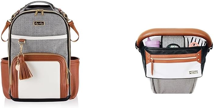 Itzy Ritzy Diaper Bag Backpack Large Capacity Boss Plus Baby Backpack Diaper Bag & Adjustable Stroller Caddy/Organizer - Stroller Organizer Bag