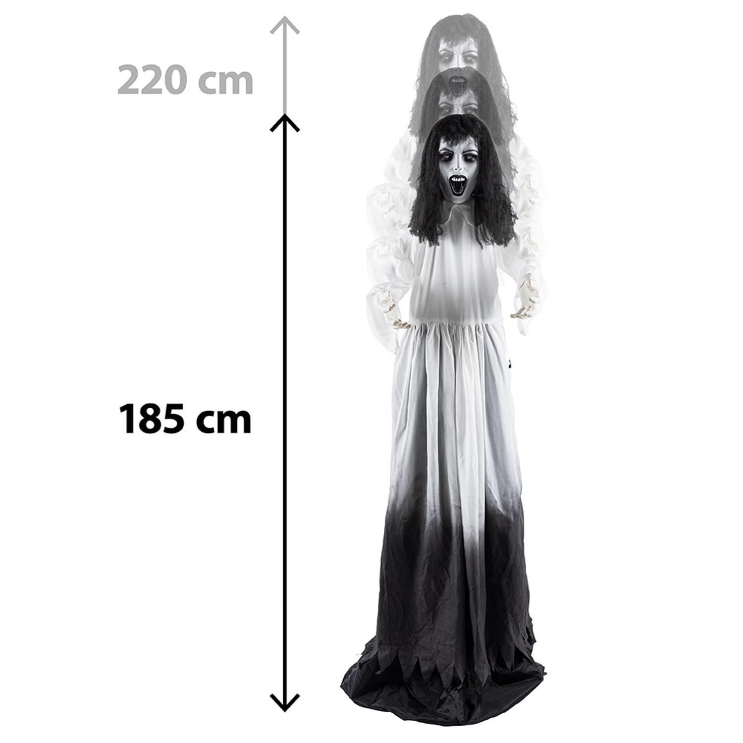 Boland - Decoración Novia Fantasma, 185-225 cm | Figura de pie con luz, sonido y movimiento para Carnaval y fiesta de terror