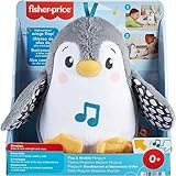 Fisher-Price Flatter & Wackel Pinguin - Plüschspielzeug für Babys zum Spielen in Bauchlage mit Musik und wackelnden Bewegungen, fördert Seh-, Tast- und Hörsinn, begleitet Babys beim Heranwachsen,HNC10
