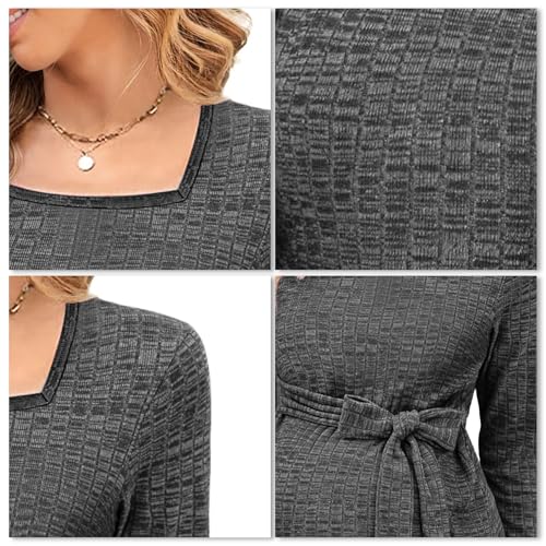 hohololo Umstandspullover Frauen Langarm Schwanger Oberteil Damen Tuniken Gestrickt Schwangerschaft Pullover