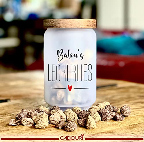 Cadouri Leckerlidose LECKERLIES aus Borosilikatglas - 700 ml┊personalisiert mit Name┊Aufbewahrungsdose für Hundekekse┊tolle Geschenkidee für Hundebesitzer