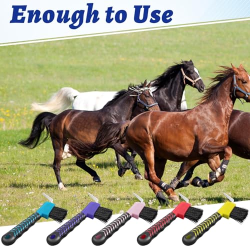 Image of Zhehao 30 Pieces Horse Hoof Pick Brush with Soft Rubber Handle Portable Hoof Pick with Brush, Random Colors