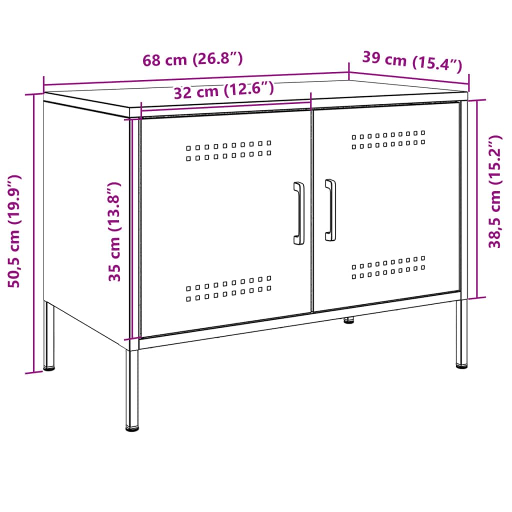 Mobile TV antracite in acciaio, 68 x 39 x 50,5 cm, con 2 scomparti, salvaspazio, per soggiorno, camera da letto, home theater, moderna credenza bassa con spazio e ripiano